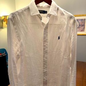Polo Ralph Lauren white linen button down long sleeve